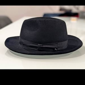 Borsalino Black Rabbit Fur Felt Hat Size 7 1/4 (58) Accepting BEST OFFER